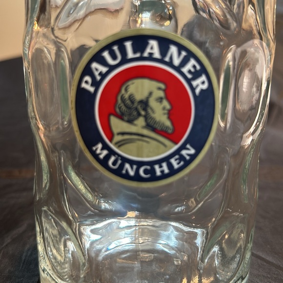 Paulaner Munchen 1 Liter German Beer Stein Mug Dimpled Glass Oktoberfest NWOT - Picture 8 of 8